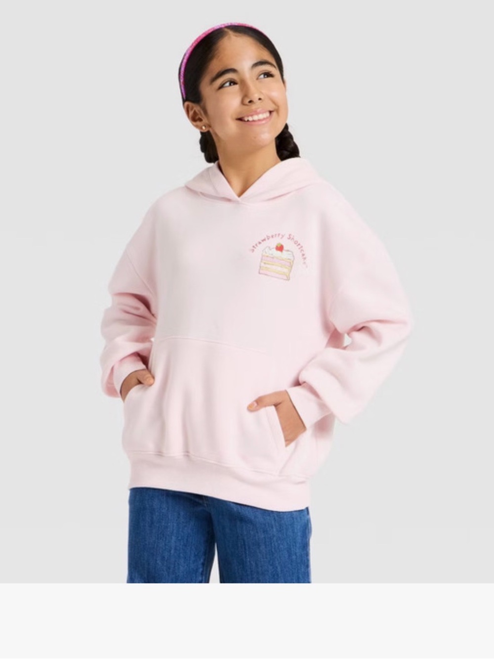 Strawberry Shortcake Girls' Front and Back Graphic Hoodie Pullover Sweatshirt